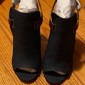 Block Heeled Denim Sandal